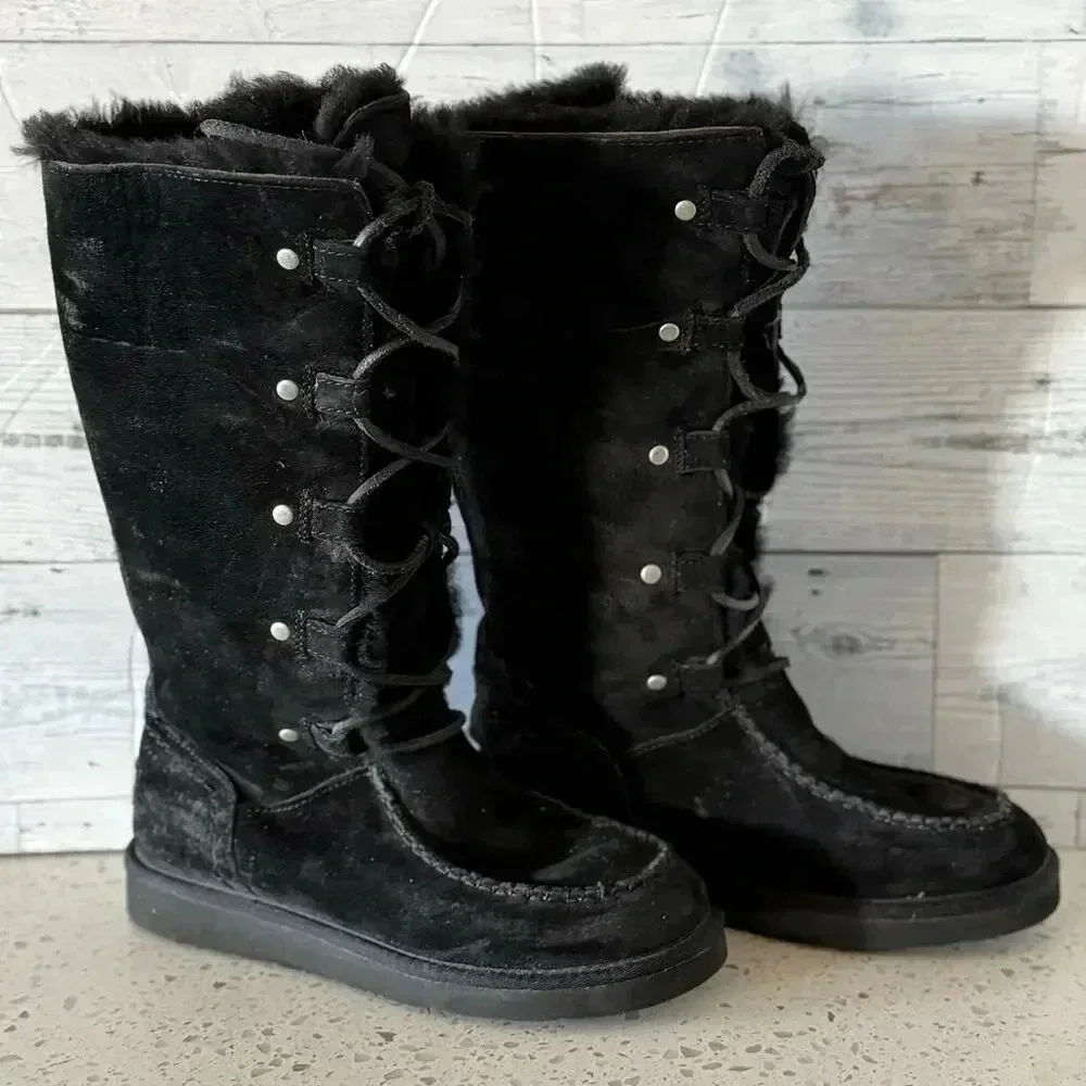 UGG Australia Women's Appalachin Boot Black Suede Size 7